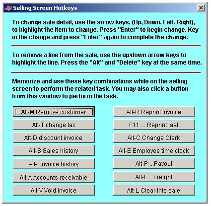 Point of Sale hotkeys